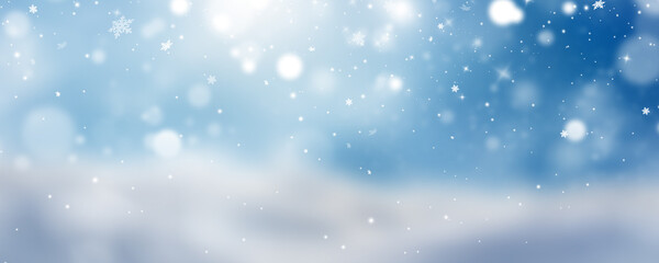 Fototapeta premium snowing and snowflake Serenade background illustration Snowfall Serenade - Delicate Snowflakes Dancing on Blurred Winter Background