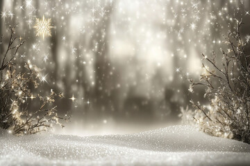 Fototapeta premium Sfondo per Natale con Bokeh e neve. Spazio per testo o messaggio.