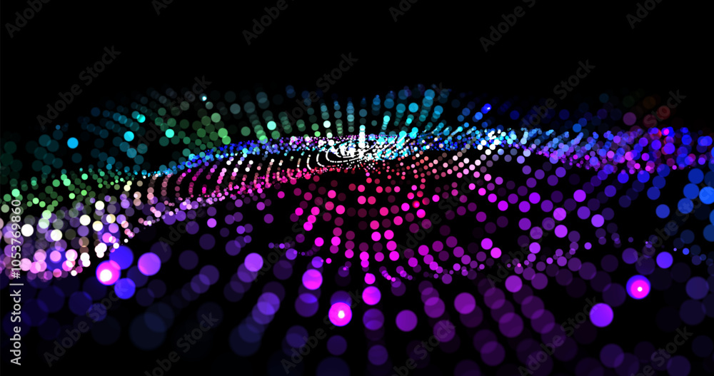 Poster wave pattern vector. 3d glowing abstract digital particles background. technology concept. abstract 