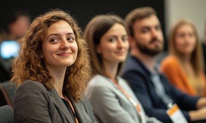 Young woman smiling conference