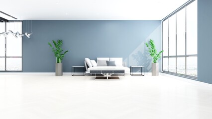 Modern office lounge room with minimalist design interior for wall logo mockup