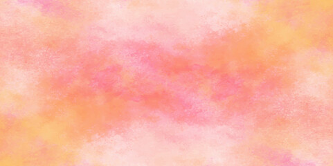 Vector fantasy light red, pink and yellow shades watercolor background. Hand drawn vector texture. Pastel color watercolor banner. Aquarelle paint paper textured stain canvas element for text design.	