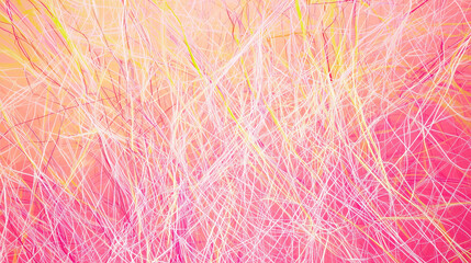 Obraz premium Intricate grid of intersecting white and yellow lines on vibrant pink background for modern design.