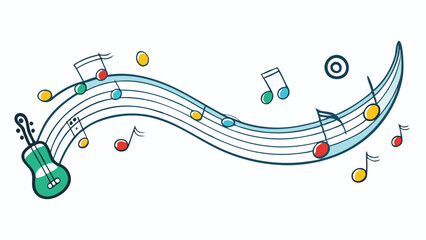 Obraz premium Musical Symbols Flowing on a White Background: Perfect for Music Education, Design Projects, and Visual Art
