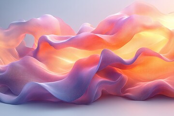 Fototapeta premium Abstract flowing pink and orange fabric with a soft, warm glow.