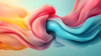 Obraz premium Abstract 3D Swirling Fluids with Vibrant Yellow, Pink, and Blue Hues for Digital Art Background Design