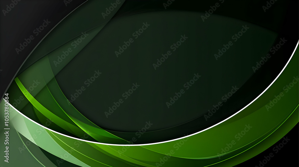 Poster abstract green and black curved lines background, smooth and minimalistic design, for presentation o