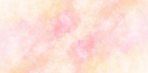 Vector fantasy light red, pink and yellow shades watercolor background. Hand drawn vector texture. Pastel color watercolor banner. Aquarelle paint paper textured stain canvas element for text design.	