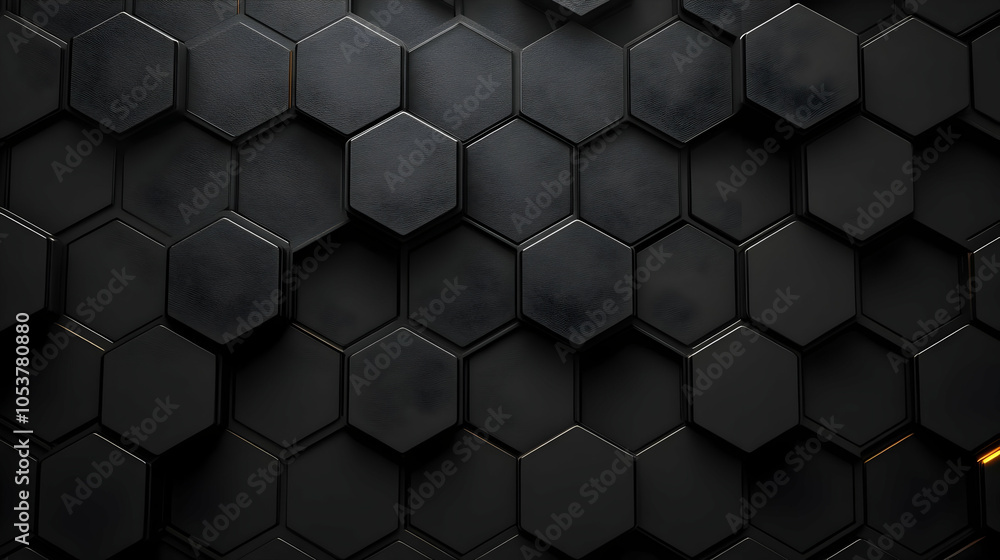 Poster abstract 3d hexagon pattern background with black and gold tones