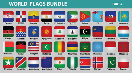Vibrant vector collection of world flags, perfect for educational materials, international events, and global projects. Celebrate diversity with this striking design!
