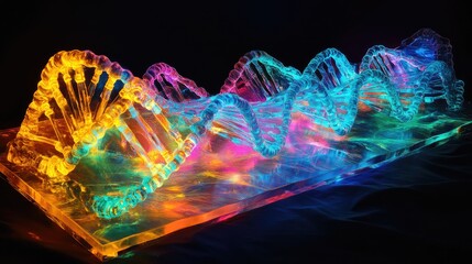 A glowing holographic DNA display, capturing the essence of cutting-edge genetic science and medical innovation
