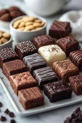 Assorted Chocolate Squares on White Plate