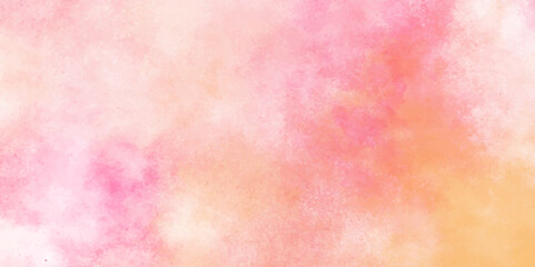 Obraz premium Vector fantasy light red, pink and yellow shades watercolor background. Hand drawn vector texture. Pastel color watercolor banner. Aquarelle paint paper textured stain canvas element for text design. 