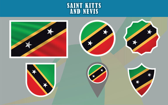 Saint Kitts & Nevis flag vector design featuring bold colors and stars, symbolizing national pride and heritage. Ideal for educational, cultural, or promotional purposes.