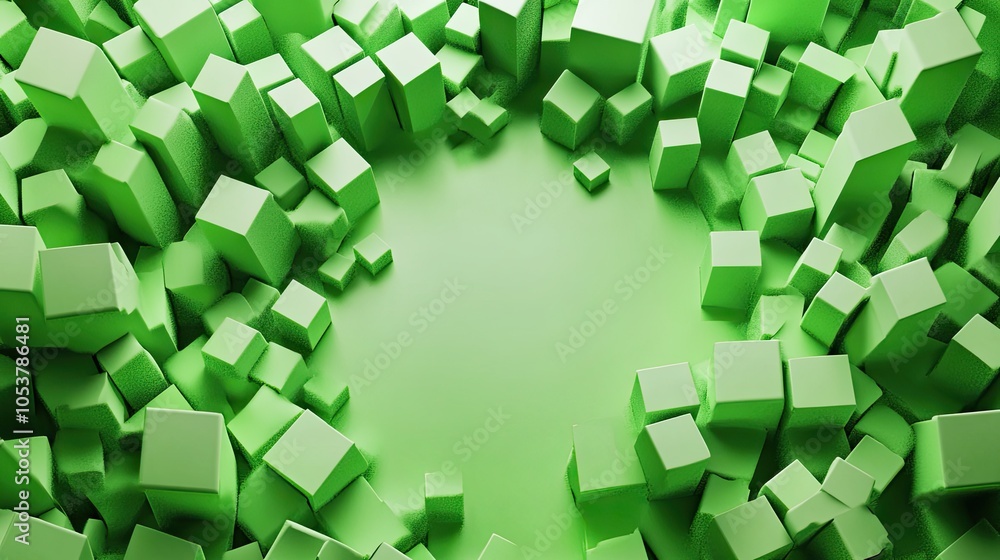 Fototapete a lively green 3d cubes background with a clean, central space ideal for showcasing products or plac