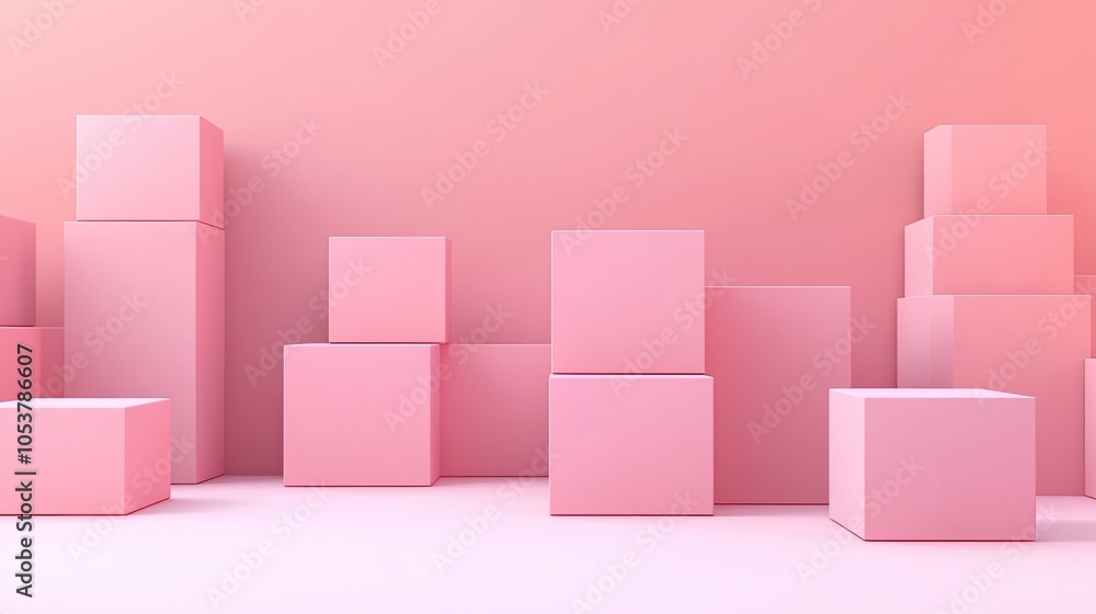 Fototapete a playful pink 3d cubes backdrop with minimalist design, providing a modern and stylish platform for