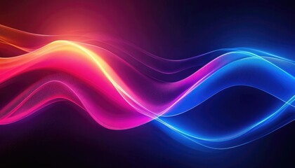 Obraz premium Abstract Wavy Pattern with Red, Yellow, and Blue Glowing Lines