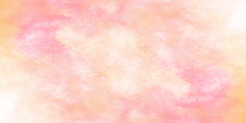 Obraz premium Vector fantasy light red, pink and yellow shades watercolor background. Hand drawn vector texture. Pastel color watercolor banner. Aquarelle paint paper textured stain canvas element for text design. 