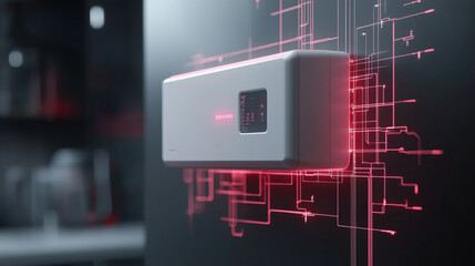 Obraz premium Micro inverter technology with sleek design and glowing circuits, showcasing innovation