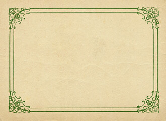 Retro certificate, diploma or photo frame border on blank vintage paper.