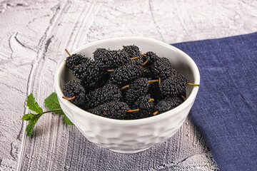 Juicy sweet mulberry in the bowl