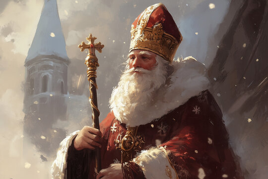 Saint Nicholas Day. Holiday illustration.