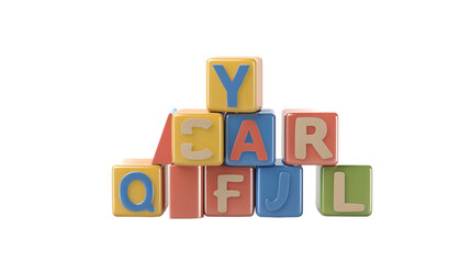 Alphabet Blocks isolated on transparent background, PNG  