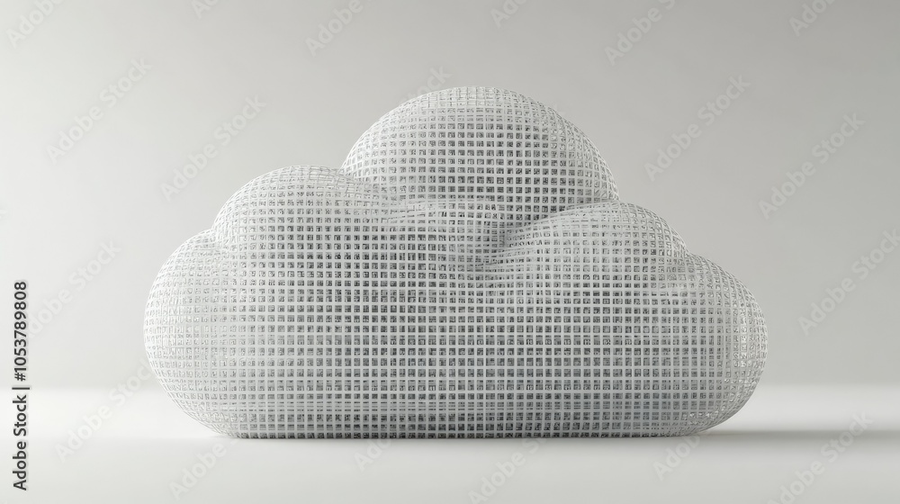 Poster secure data cloud symbol with encryption code details, front view, on white