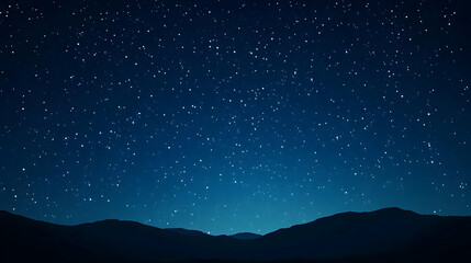 Obraz premium Dark Blue Night Sky with Silhouettes of Mountains and Scattered Stars
