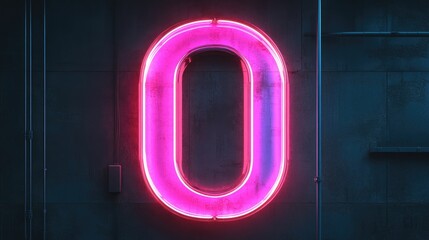 Neon sign displaying the number zero against a dark backdrop