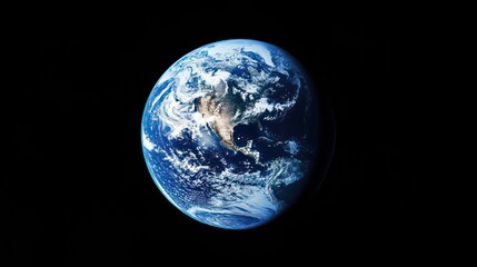 Naklejka premium A stunning view of Earth from space, showcasing its blue oceans and white clouds.