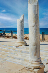 Roman bath's house ruins in Caesarea, a millenary and biblical city built by King Herodes, the...