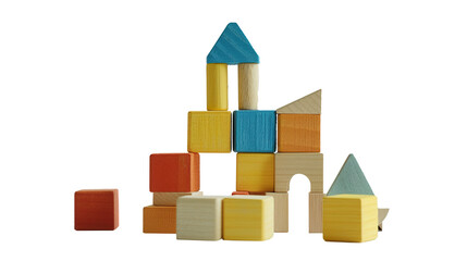 Fototapeta premium Building Blocks baby toy isolated on transparent background, PNG 