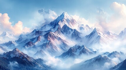 Naklejka premium Snowy Mountain Range