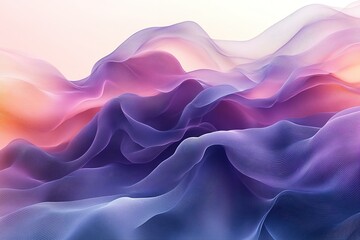 Fototapeta premium Abstract purple, pink, and blue flowing wave pattern on white background.