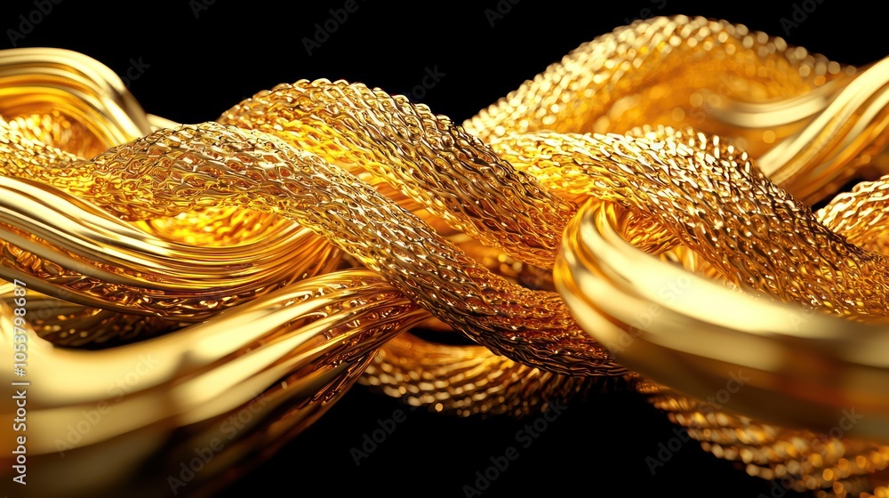 Poster glowing abstract digital gold with inflation waves in 3d c4d style | high luminosity 32k render