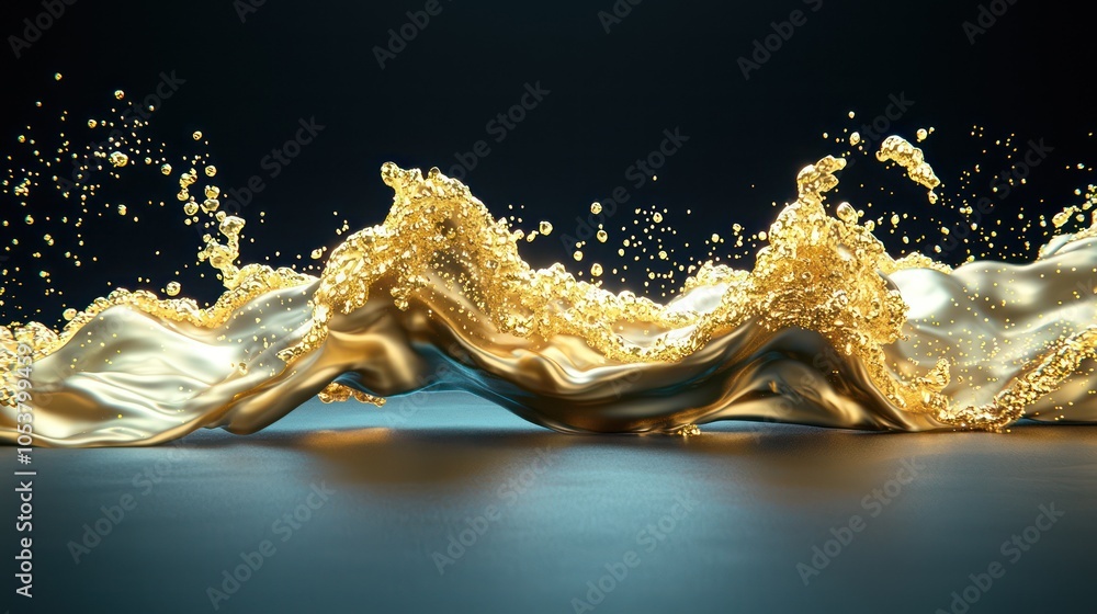 Aufkleber illuminated golden river of inflation data in 3d c4d style with high luminosity in 32k resolution