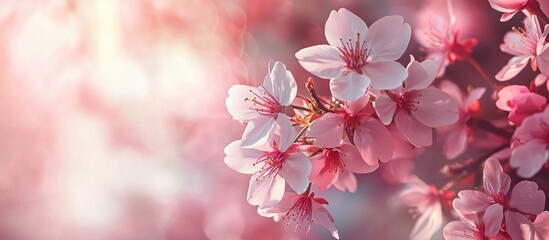 Obraz premium Spring Blossom Springtime Cherry Bloom Bokeh Flower Background Pastel And Soft Floral Tones Soft Blur Of Pink Sakura Flower On Nature Background Spring Tree Flowers Pink And White Flowers