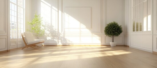 Modern Room With Wooden Floor And White Walls