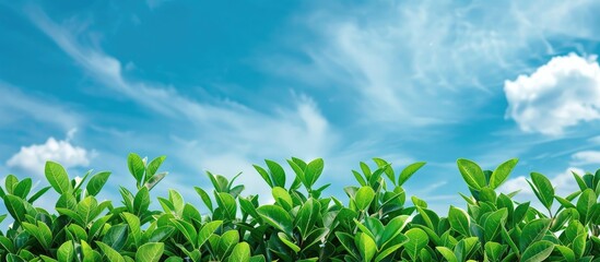 Obraz premium Green Leaves In Front Of Blue Sky Background