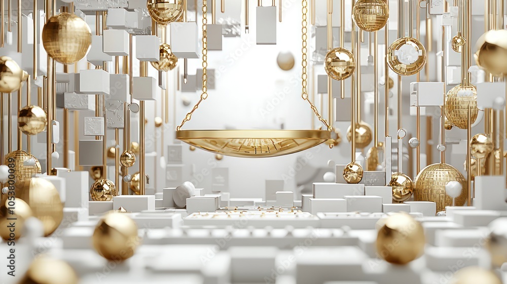 Poster illuminated virtual balance with gold and inflation data in 3d c4d style for trading concept, high l