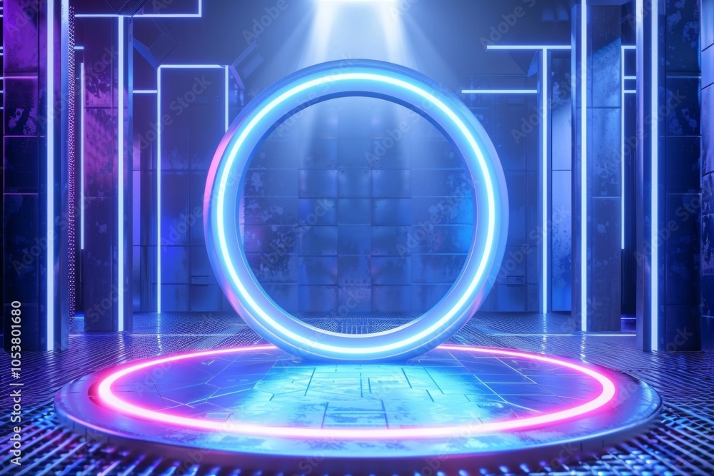Poster podium background 3d light tech stage future platform game abstract. podium 3d background technology