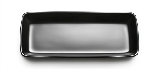 Empty Black Rectangle Plate Isolated On White Background