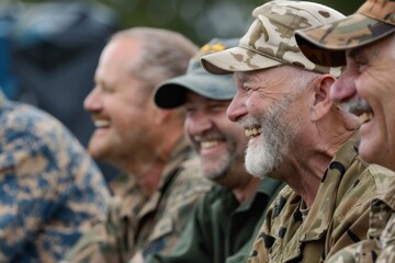 Fototapeta premium A group of veterans sharing a laugh and camaraderie