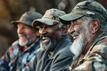 Fototapeta premium A group of veterans sharing a laugh and camaraderie