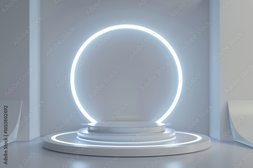 Poster podium background 3d light tech stage future platform game abstract. podium 3d background technology