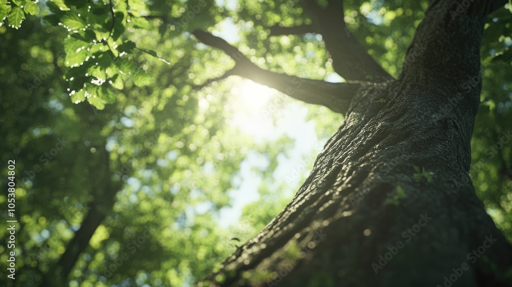 Poster Close up view of trees in a lush forest setting