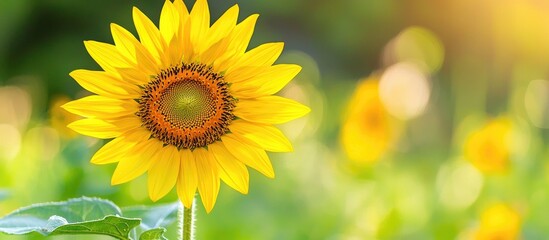 Obraz premium Bright Yellow Sunflower Helianthus Annuus Blooms In The Garden