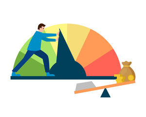 Risk premium - how much I need to pay if something has a big risk. Vector simple color flat illustration.