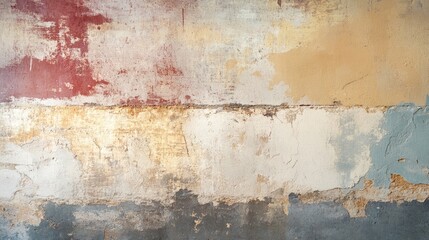 Fototapeta premium The wall showcases a captivating mix of textures and hues reflecting its history and charm through a timeworn surface